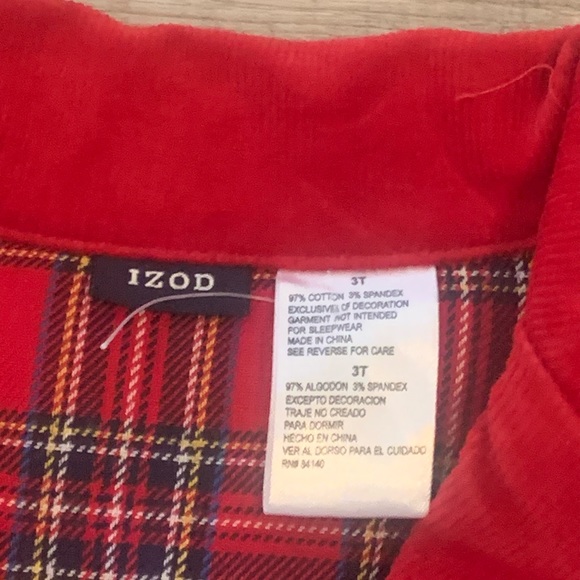 NWT IZOD Girl Red Pea Coat Size 3T (Perfect Holidays Jacket) Embroidered logo - Picture 2 of 5